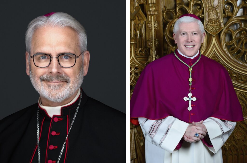 Archbishop Paul S. Coakley of Oklahoma City, president of the U.S. Conference of Catholic Bishops, and Bishop Daniel E. Thomas of Toledo, Ohio, chair of the USCCB Committee on Pro-life Activities, are pictured in a combination photo. The USCCB is getting ready a nationwide call to prayer and action -- which will last from the campaign's official launch Aug. 18 through the end of October, Respect Life Month -- to mobilize Catholics to address the rising abortion rate. Photo: OSV News/courtesy Oklahoma City Archdiocese/Toledo Diocese