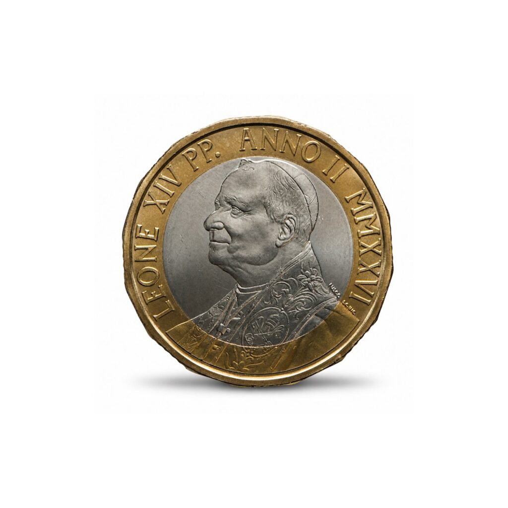 A coin with Pope Leo XIV's portrait is seen in an image from the Governorate of Vatican City State. The coin is part of a coin set released July 30, 2026, the first issued during Pope Leo's pontificate. Vatican euro coins are popular with collectors because of limited minting quotas.