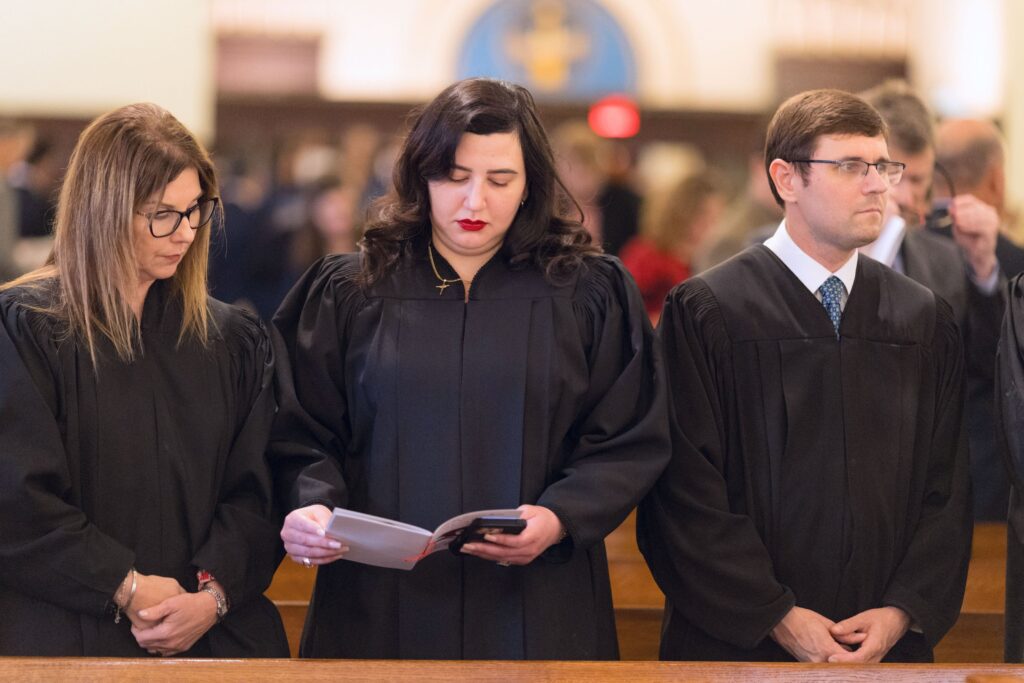 Local judges gather at St. Anthony Church in Fort Lauderdale, Fla., Oct. 15, 2025, for the annual Red Mass of the St. Thomas More Society of South Florida.
