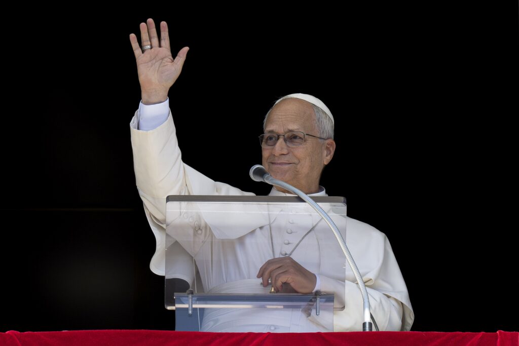 Pope Leo XIV waves after leading the Angelus prayer in St. Peter's Square at the Vatican Sept. 13, 2026. Pope Leo commemorated the 25th anniversary of the Sept. 11, 2001, terrorist attacks in his address, praying for "those who continue to bear the wounds of that tragic day."