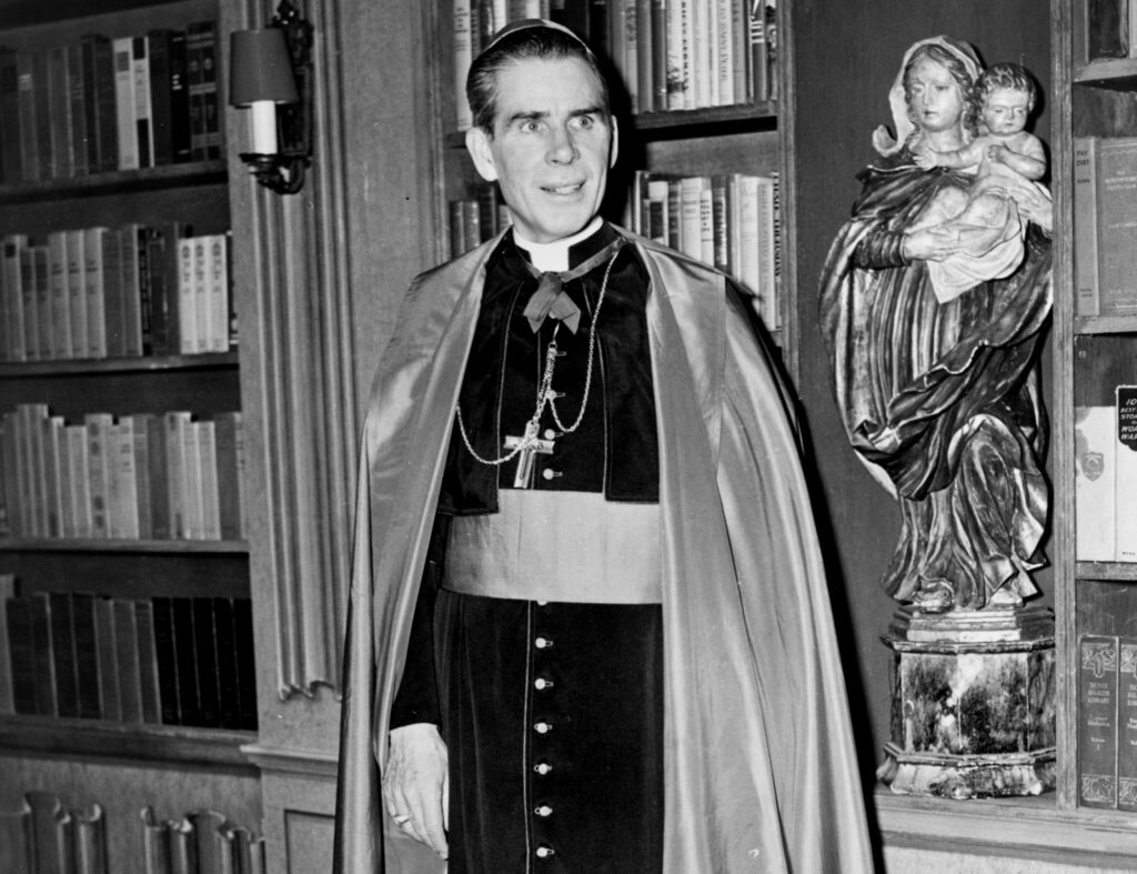 Venerable Fulton J. Sheen is pictured preaching from a pulpit in an undated file photo. Archbishop Sheen will be beatified on Sept. 24, 2026, in St. Louis.