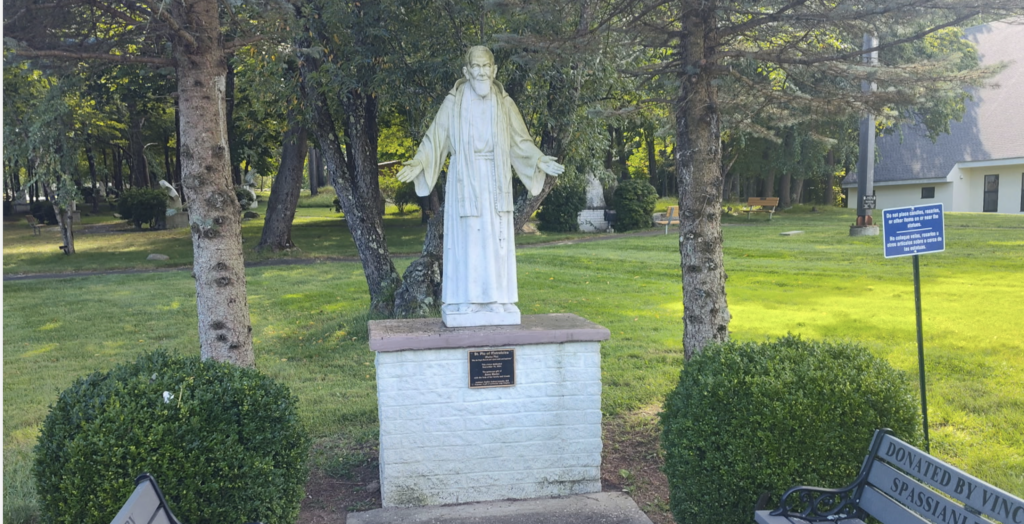 A statue of Padre Pio stands on the grounds of the National Shrine Mary Help of Christians in Stony Point in this Sept. 18, 2026 photo.