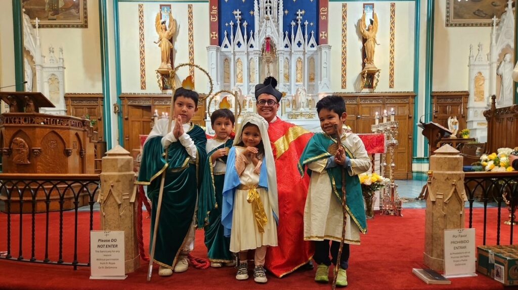 Children dressed as Saint Jude Thaddeus participated in the Mass in his honor on October 28 at St. Mary’s Church in Kingston. Photo courtesy of Cristian Coraizaca