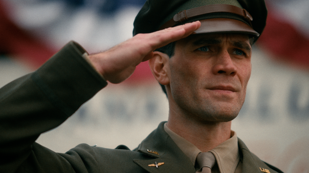 KJ Apa as Jimmy Stewart salutes in “Jimmy,” which portrays the actor’s time in the U.S. Army Air Corps.
