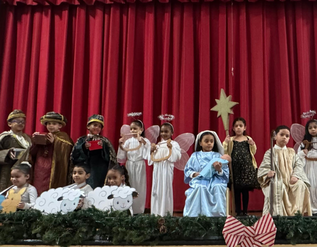 Kindergarten students at St. Anselm School in the Bronx performed the Nativity scene at their annual Christmas Concert. Photo courtesy of St. Anselm School.